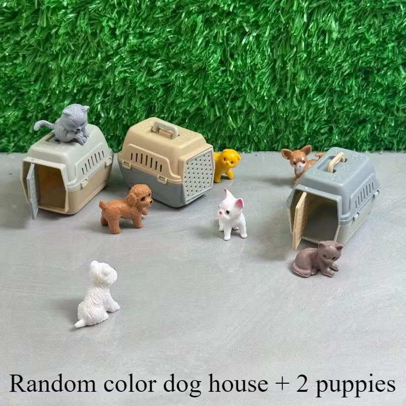 Ensemble de 3 mini-maisons pour chiens et chats pour maisons de poupées